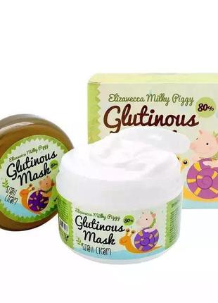 Нічна крем-маска з муцином равлика elizavecca milky piggy glutinous mask 80% snail cream 100 г3 фото