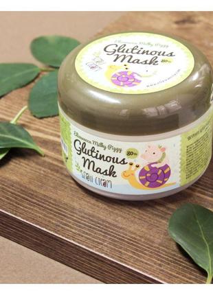 Нічна крем-маска з муцином равлика elizavecca milky piggy glutinous mask 80% snail cream 100 г2 фото