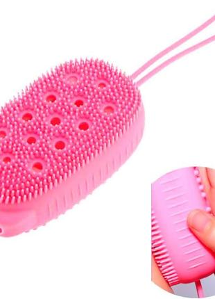 Силиконовая щетка мочалка мыльничка silicone bath brush rose