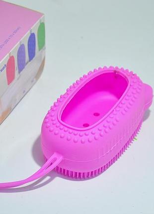 Силиконовая щетка мочалка мыльничка silicone bath brush rose5 фото