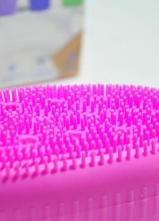 Силиконовая щетка мочалка мыльничка silicone bath brush rose4 фото