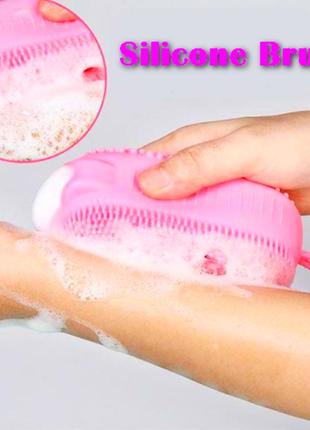 Силиконовая щетка мочалка мыльничка silicone bath brush rose2 фото