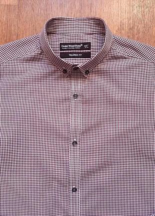 Сорочка бордова і біла клітинка cedar wood state tailored fit xs  s 14.5" 37см