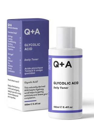 Тонер гликолевый для лица q+a glycolic acid daily toner