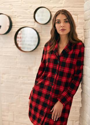 Жіноча червона нічна сорочка в клітинку. тм ellen колекція grenadine ellen