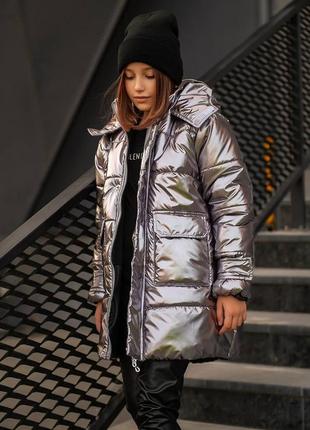 Стильна зимова куртка на силіконі підліткова2 фото