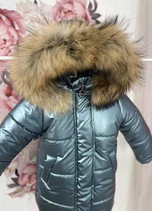 Зимовий комплект з єнотом пуховик на флісі до -30 морозу