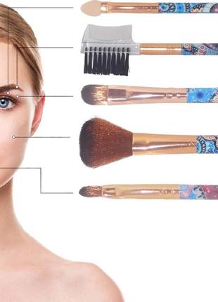 5в1 набір пензликів кисточок makeup brush set
