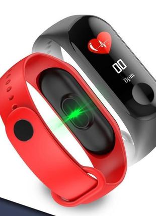 Фітнес браслет трекер mi band m3 штекер зарядка, жіночі чоловічі розумні смарт годинник салатові8 фото