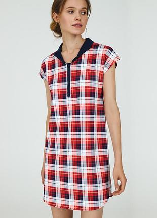 Рубашка женская из хлопка для дома ellen. в клеточку  из коллекции  flaming ldk 120/07/01