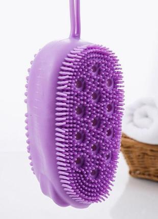 Силиконовая щетка мочалка мыльничка silicone bath brush violet