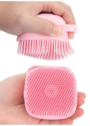 Силиконовая щетка мочалка silicone massage bath brush rose