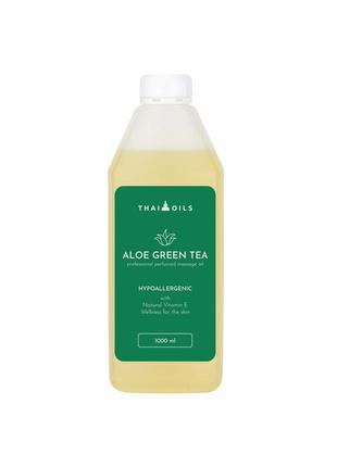 Професійне кокосове масажне масло "thai oils" "aloe green tea" 1000 ml1 фото