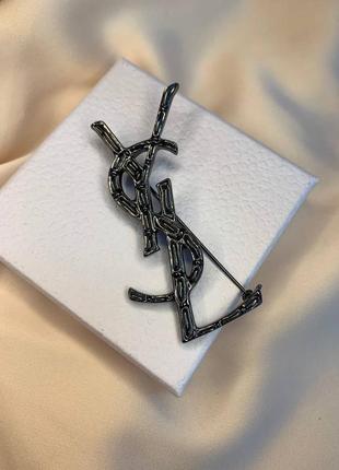 Сен лоран брендовая чёрная брошь в люкс качестве