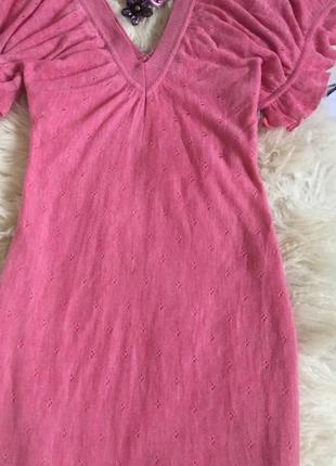 Шикарное розовое вязаное платье миди3 фото