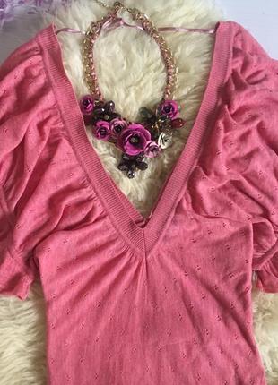Шикарное розовое вязаное платье миди4 фото