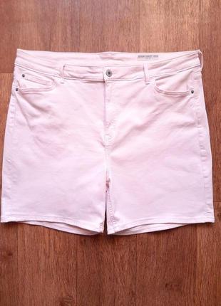 Шорти пудрові рожеві  джинсові marks&spencer стрейч-коттон  розмір  uk 20 eur 48 us 16 stretch