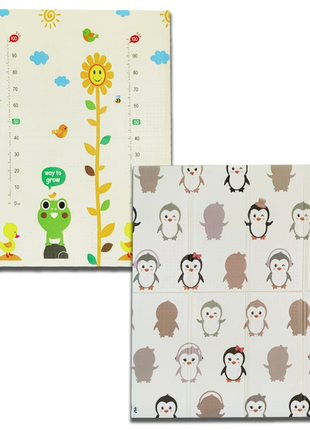 Детский складной развивающий термо коврик «пингвины | ростомер» 175х155х1см без сумки (252)