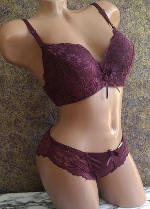 Комплект нижнего белья 42/95 с бордовый "скрытая косточка"