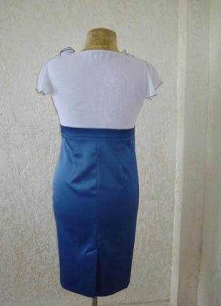 Нарядное сине-голубое платье с воланами. размер 42 украинский.3 фото