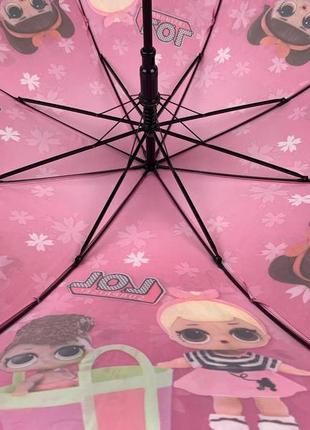 Детский зонт-трость полуавтомат розовый с цветочками "lol" от flagman n147-64 фото