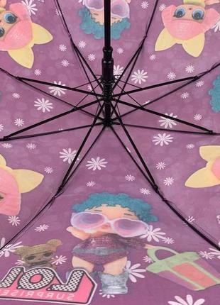 Детский зонт-трость полуавтомат фиолетовый с цветочками "lol" от flagman n147-25 фото