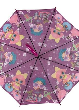 Детский зонт-трость полуавтомат фиолетовый с цветочками "lol" от flagman n147-23 фото