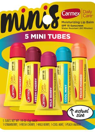 Набор бальзамов для губ carmex daily care 5 minis lip balm pack spf 15 5 х 5 г1 фото