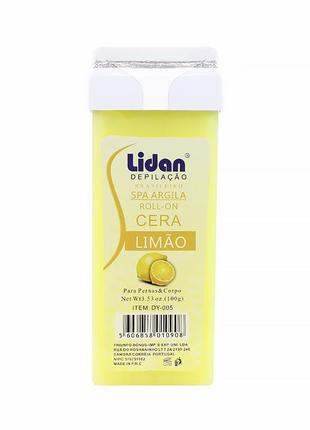 Воск lidan wax-00 lemon для депиляции картриджный 100 г1 фото