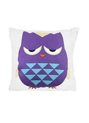 Дитяча бавовняна подушка lesko aj0030 совень green + purple 30*30cм в ліжечко