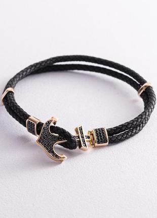 Каучуковий браслет у золоті "якорі" з фіанітами 
б02348