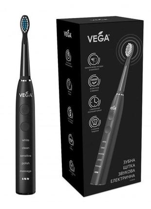 Ультразвукова зубна щітка vega vt-600 black гарантує 1 рік