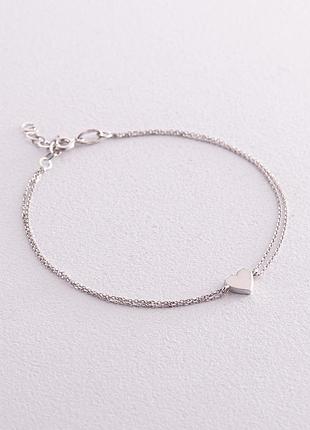 Браслет "сердечко" у білому золоті б04560