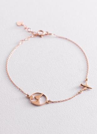 Браслет в красном золоте "кругосветное 
путешествие" б04574