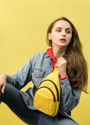 Женская сумка слинг через плечо sambag brooklyn - желтая4 фото