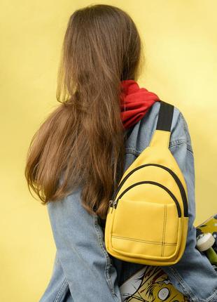 Женская сумка слинг через плечо sambag brooklyn - желтая1 фото