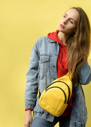Женская сумка слинг через плечо sambag brooklyn - желтая2 фото