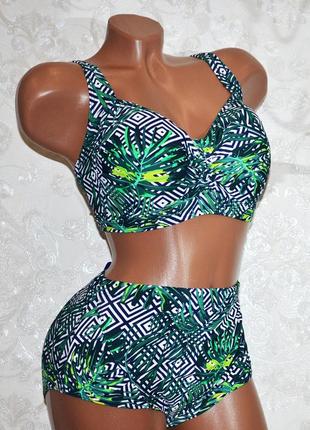 58 размер. стильный женский купальник с пальмовыми листьями,  раздельный, без косточек, новинка 20202 фото