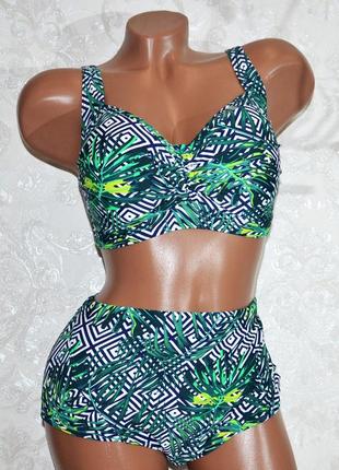 58 размер. стильный женский купальник с пальмовыми листьями,  раздельный, без косточек, новинка 20201 фото
