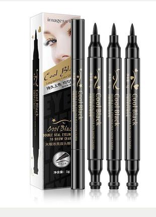 Водостойкая подводка для глаз со штампом звездочка images cool black double seal eyeliner pen to show charm #1 (1г)