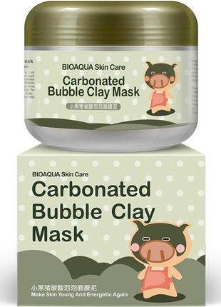 Маска для лица кислородная пузырьковая отшелушивающая bioaqua skin care carbonated bubble clay mask (100мл)1 фото