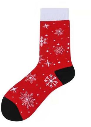 Новогодние носки от friendly socks красные со снежинками. артикул: 27-04212 фото