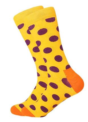 Носки высокие friendly socks желтые в фиолетовый горошек. артикул: 27-0434