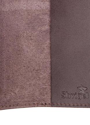Кожаная обложка на паспорт с картой и рамкой shvigel 13983 коричневая3 фото