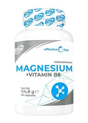 Вітаміни та мінерали 6pak nutrition magnesium + b6, 90 капсул