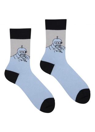 Длинные носки sammy icon "бендер" голубые с черной пяткой. артикул: 27-0553
