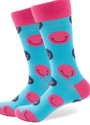 Носки friendly socks бирюзового цвета с принтом smile. артикул: 27-0030