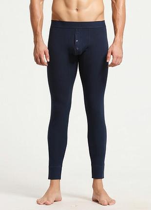 Термо-кальсоны мужские seobean однотонные темно-синего цвета. артикул: 35-0102