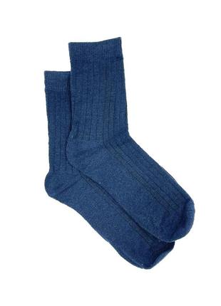 Зимові чоловічі шкарпетки "корона" з вовни лами темно-сині. артикул: 27-06022 фото