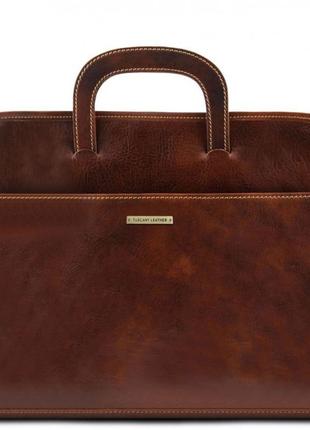 Мужская кожаная папка - портфель tuscany leather sorrento tl141022 (коричневый)